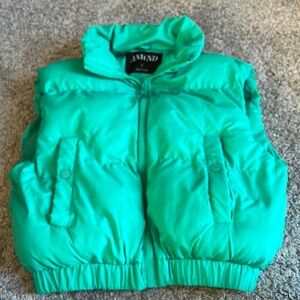 ANWND Ladies Green Puffed Puffer Zipped Front Vest Size Small